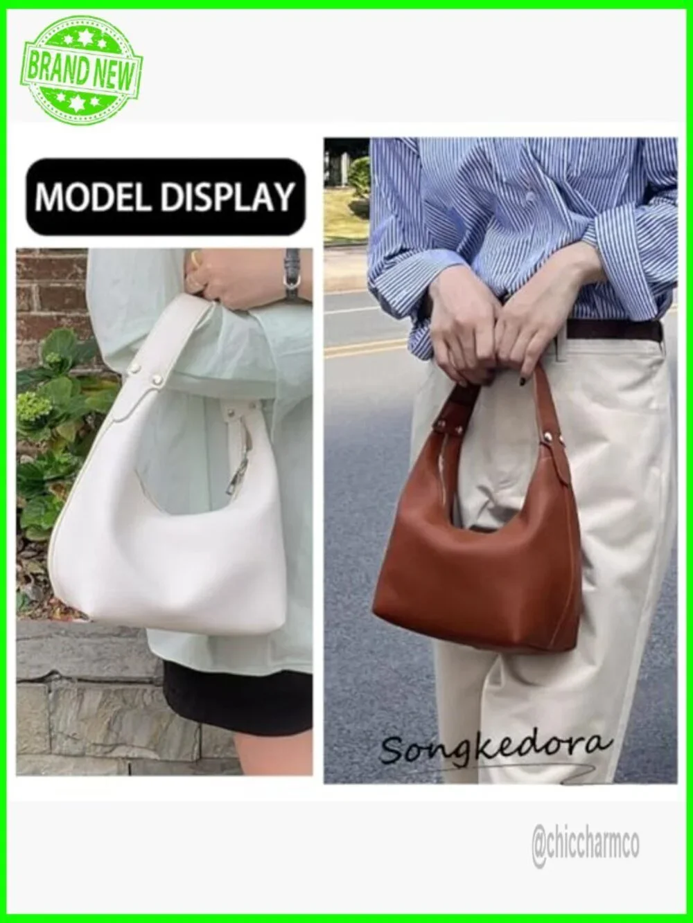 Vegan Leather Hobo Bag Crescent Shoulder Tote Clutch Purse